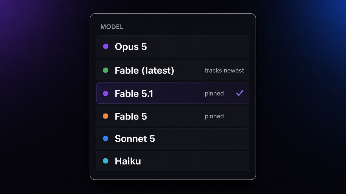 Claude Fable 5.1 shown as a pinned model choice in the CRHQ model picker.