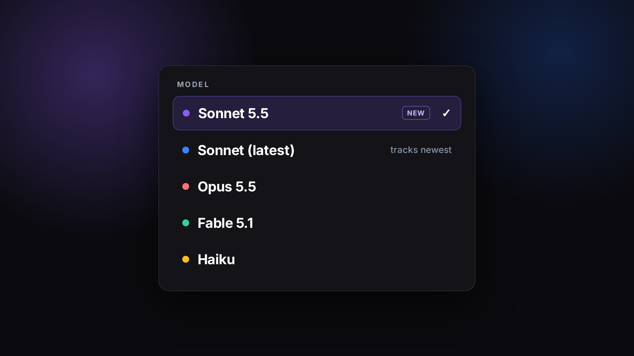 Claude Sonnet 5.5 selected in the CRHQ model picker, next to Sonnet (latest) and Opus 5.5.