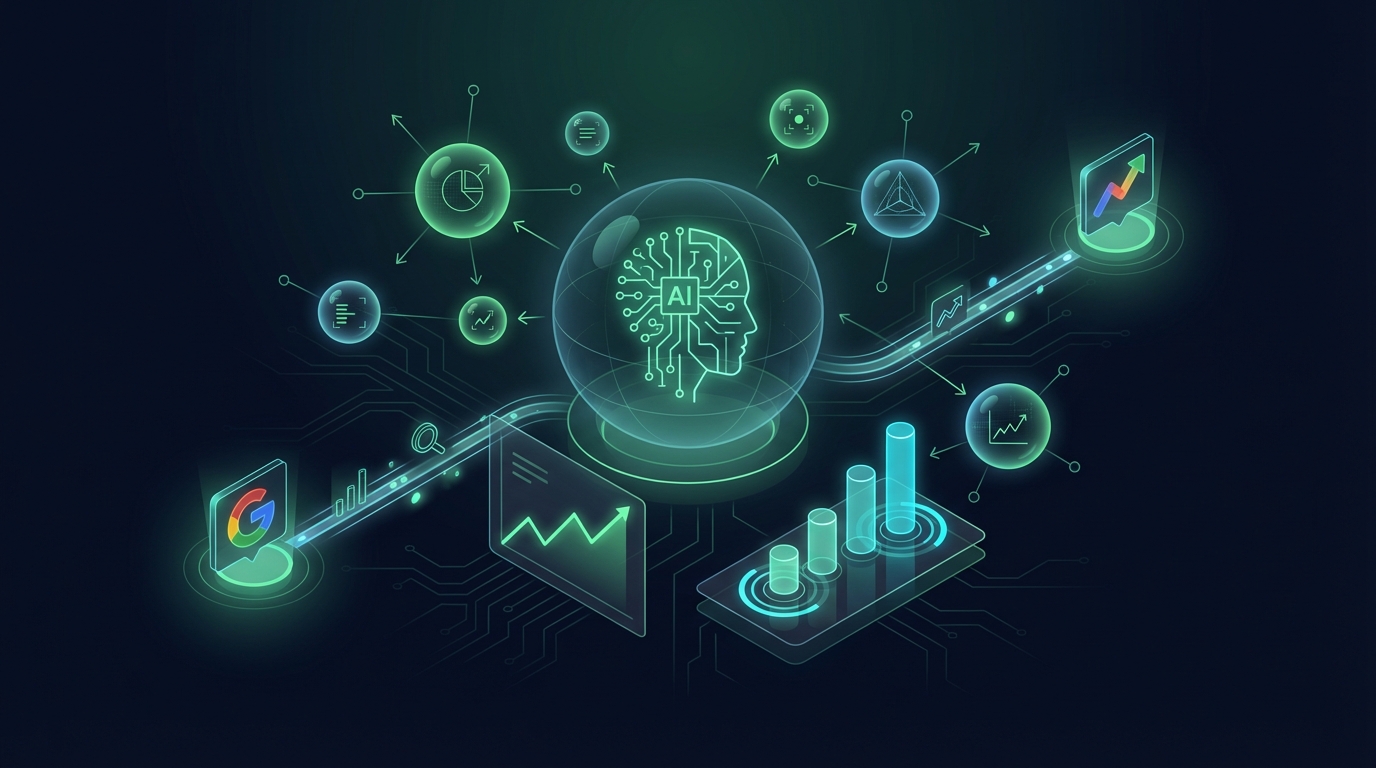 AI agent performing keyword research — analyzing Google Search Console data, Google Trends, and search volumes to build keyword strategies