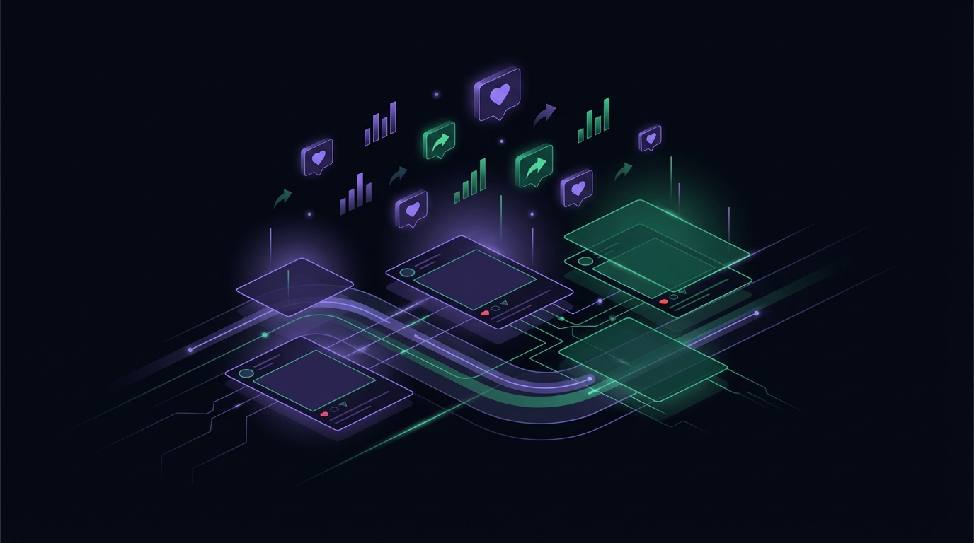 AI agent creating and scheduling social media content — maintaining brand tone of voice across platforms with context-aware post generation